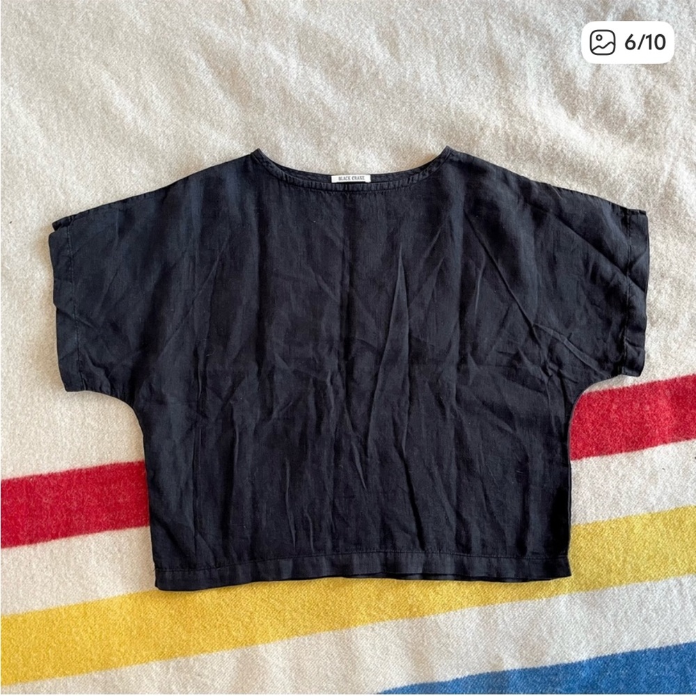 Black Crane Linen Box Top - Picture 2 of 5